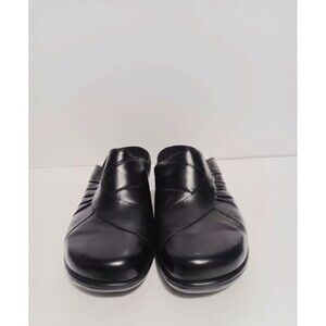 Clark's Artisan Black Leather Women's Slip On Clog Mule Shoes Sz 9M